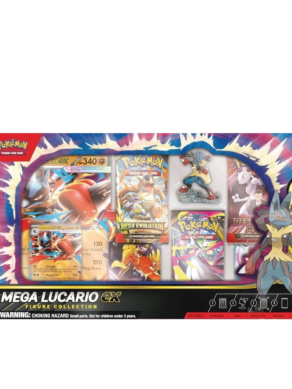 Pokemon Mega‎ Lucario-EX Trading Card Set - Blue, Red, Yellow